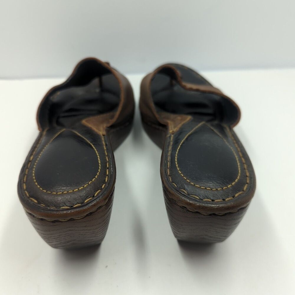 Born Women's Brown Leather Wedge Thong Sandal Size 9 Boho Comfort - Picture 7 of 13